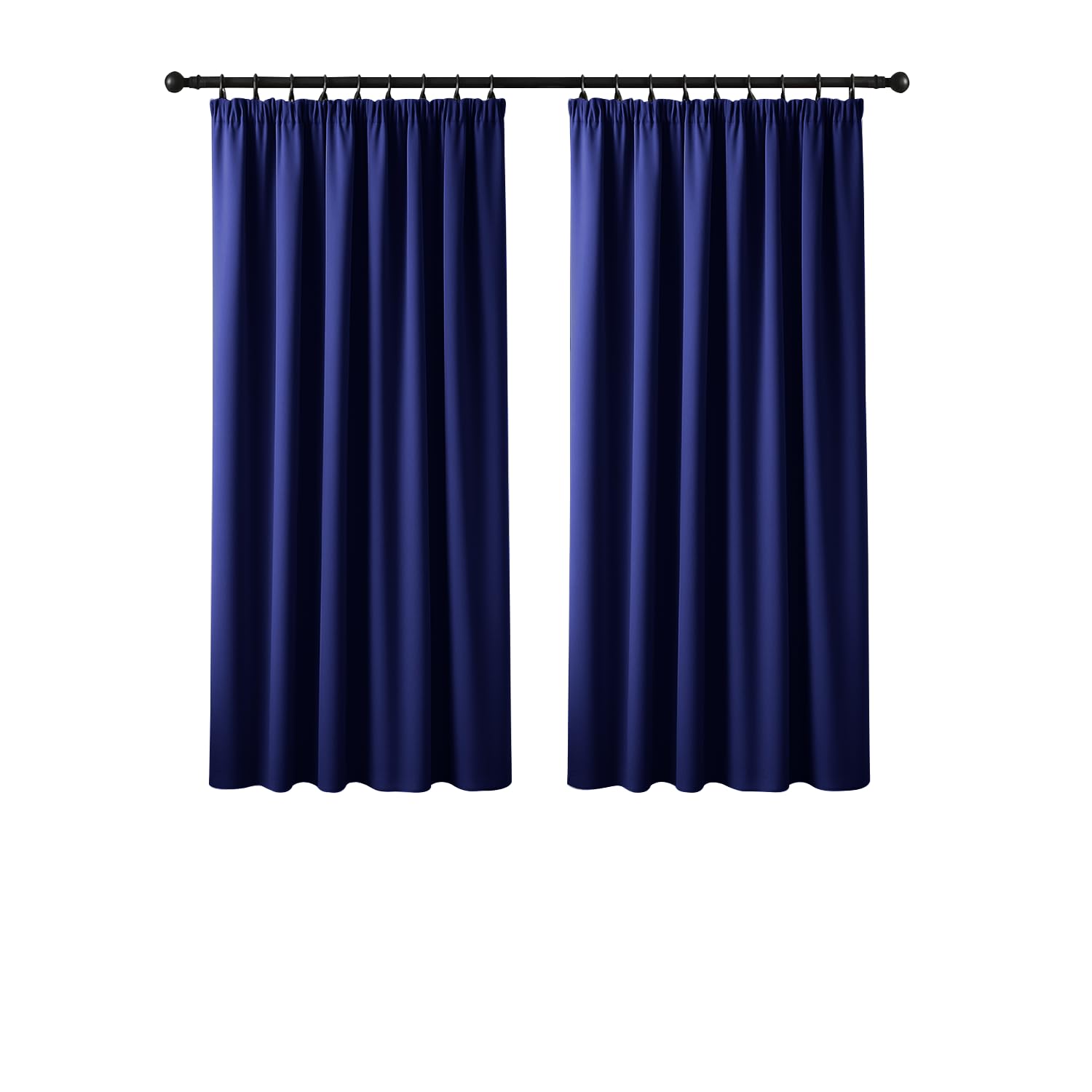 Yorkshire Bedding Blackout Curtains for Living Room 46x54 Navy Curtains Thermal Insulated Pencil Pleat Curtains Super Soft Energy Saving Curtains for bedroom 2 Panel with Tiebacks