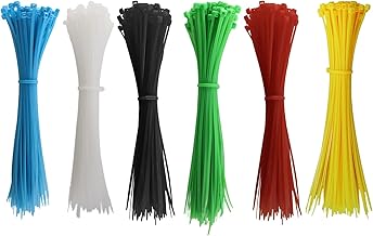 600 Coloured Cable Ties 200 mm x 3 mm, Self-locking Plastic UV Cable Ties for Cable Management, Garden Decoration (6 Colours)