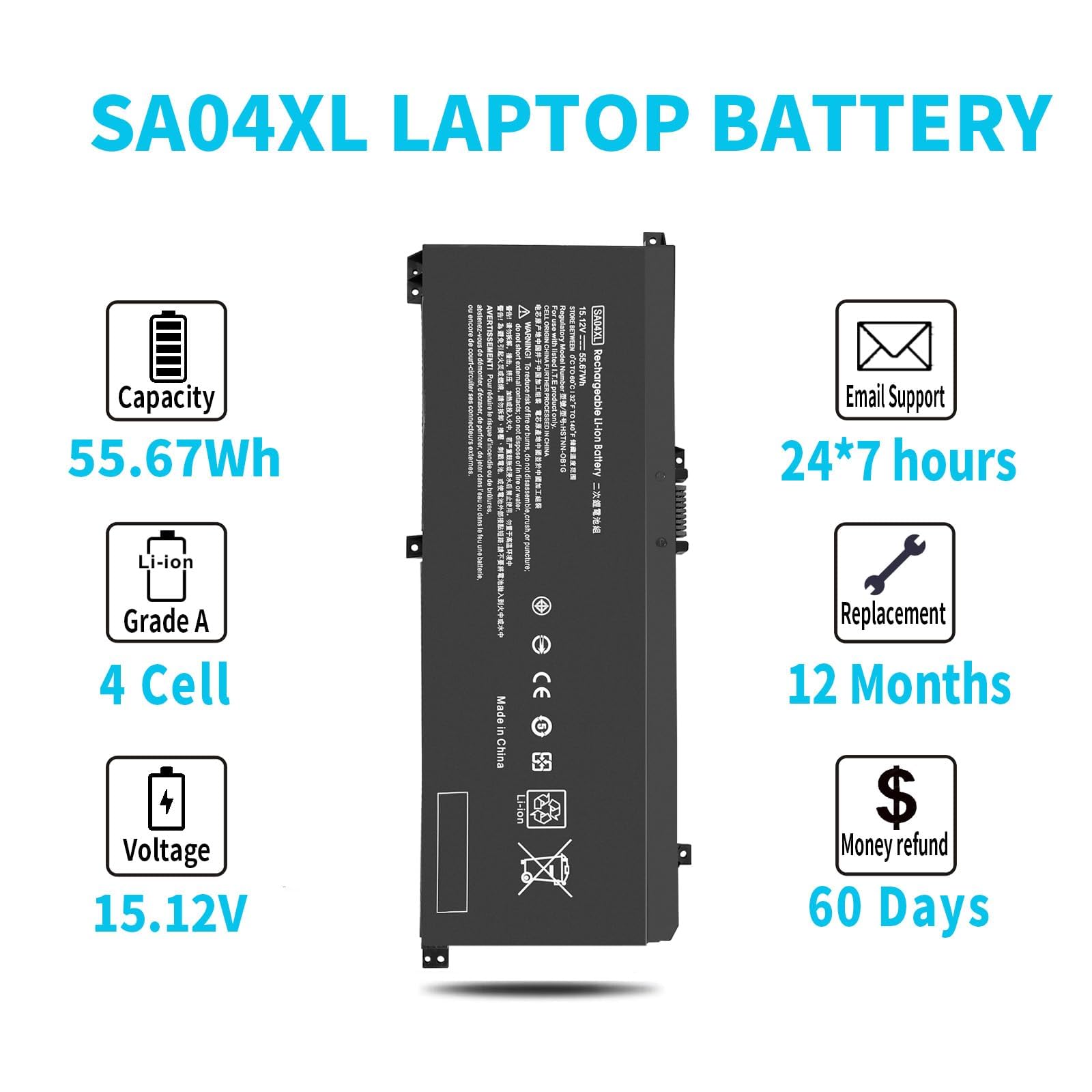 Amazon.com: Emanjor SA04XL L43267-005 Battery for HP Envy X360 15