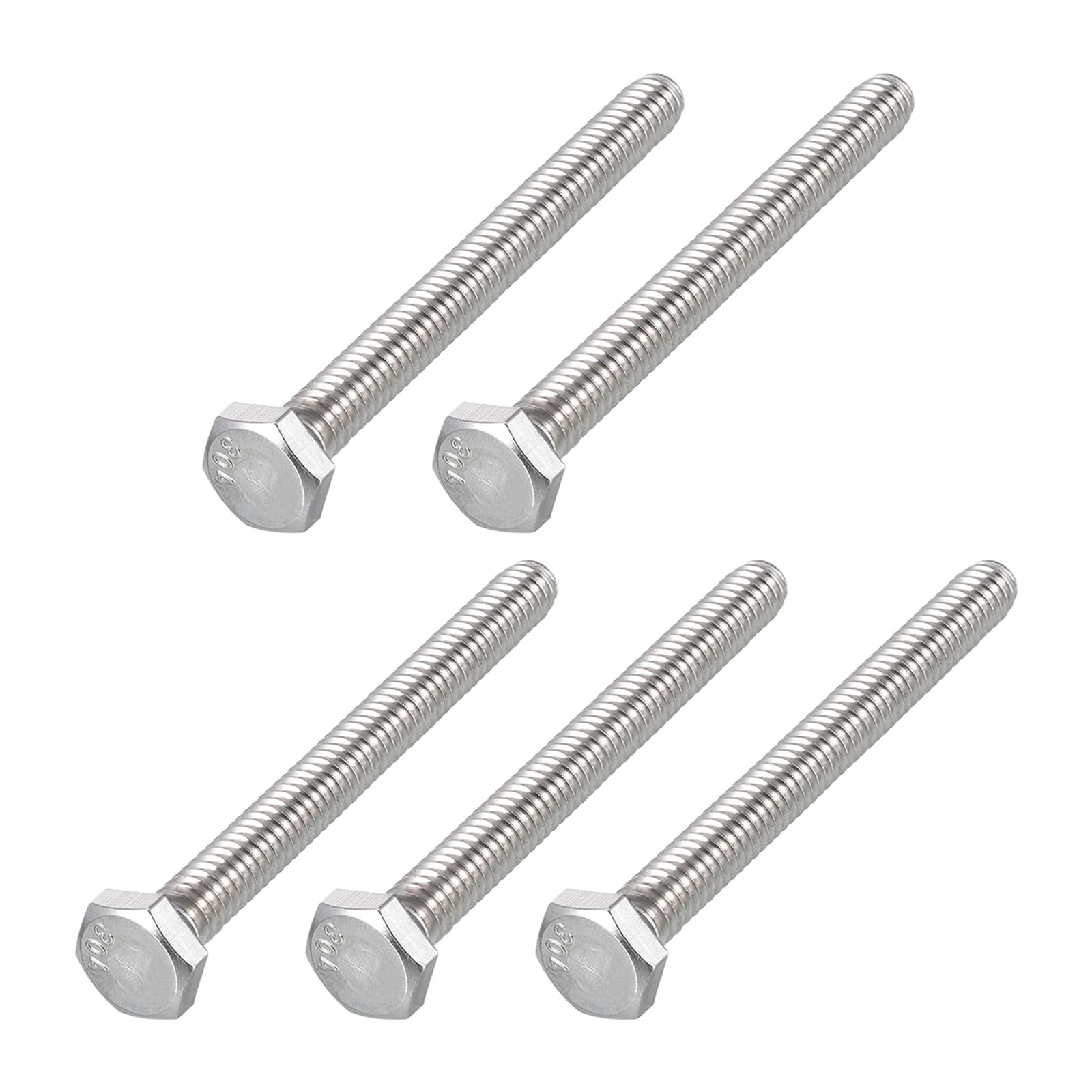 METALLIXITY Hex Head Bolts (1/4-20 x 2-1/2") 5Pcs, 304 Stainless Steel 18-8, Fully Threaded, External Hex Drive, Plain Finish, Hex Head Screw Bolt, Silver