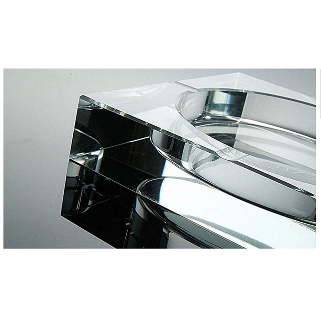 Posacenere quadrato in vetro, trasparente, decorativo, per interni ed esterni, 9 cm, piccolo posacenere per casa e ufficio, design creativo