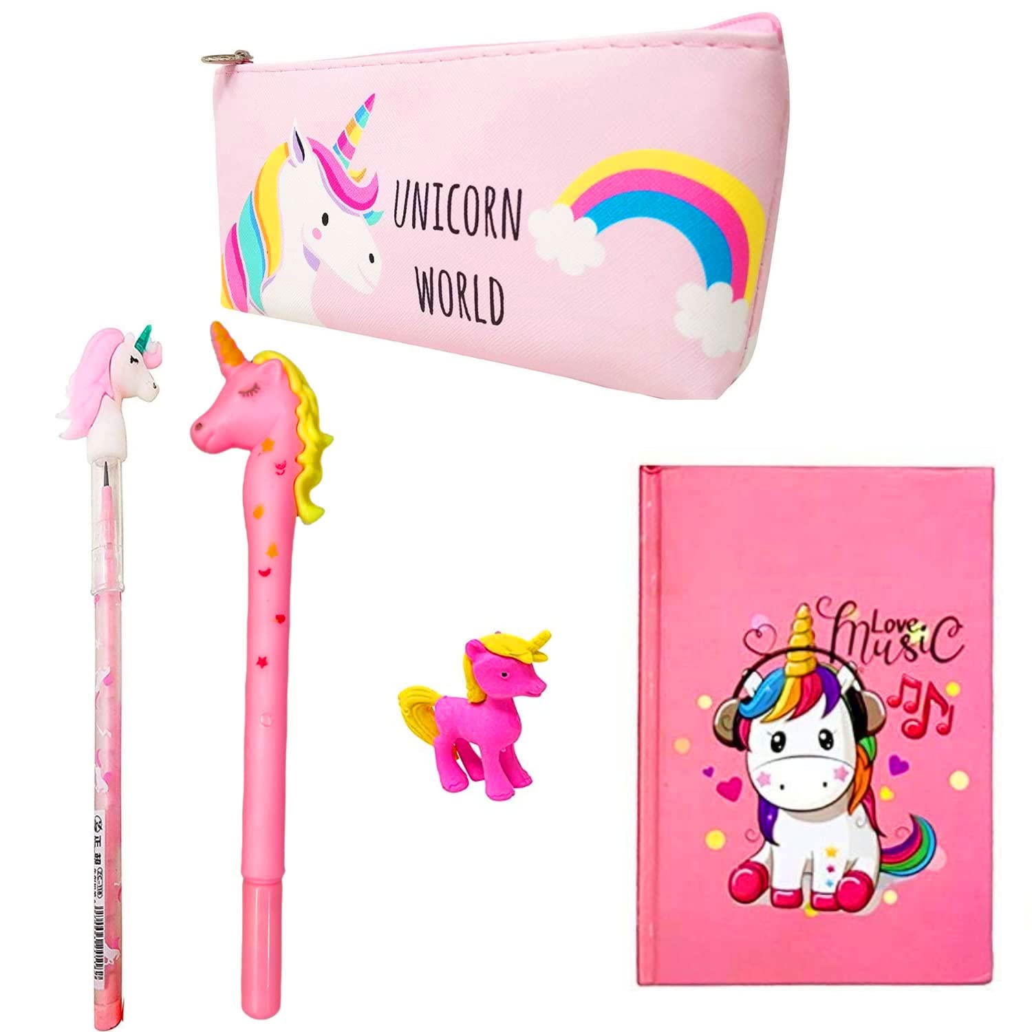 KOBBET® Stationary Combo Set - Unicorn Pouch, A6 Size Unicorn Diary, Unicorn Pen, Unicorn Pencil & Designer Eraser Unicorn Gift Set Unicorn Stationery Collection for Girls Students (5 Piece Set) (B09X783XCJ) Amazon Price History, Amazon Price Tracker