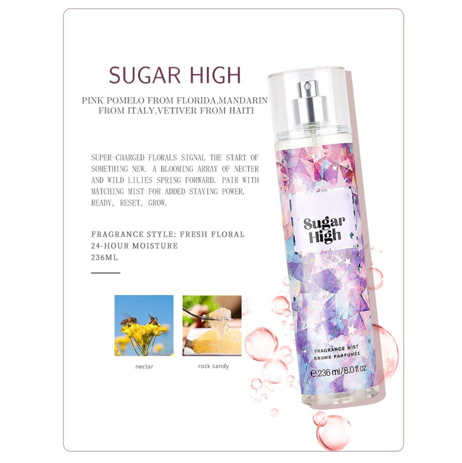 Perfume floral para mujer, fragancia de flores, fragancia de novia, perfume floral de larga duración, estilo Dubai, 236 ml 2024 (D, talla única)
