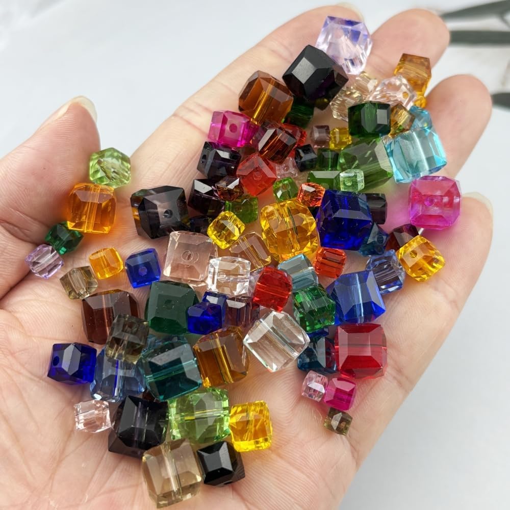 200pcs 4mm Cube Crystal Glass Beads for Jewelry Making Faceted Square Crystal Glass Bead Spacer Beads Loose Beads for Bracelet Earring Necklace DIY Craft(Transparent) - Image 3