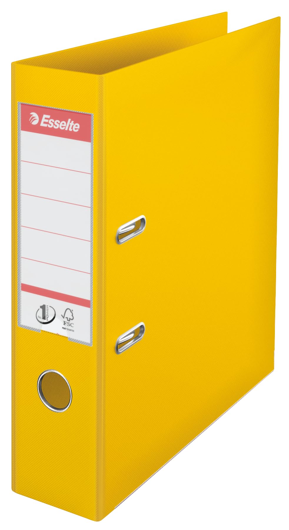 Esselte No.1 Power - Raccoglitore ad anelli con meccanismo a leva, in polipropilene, dorso 75 mm, formato A4, confezione da 10 pezzi, colore: giallo