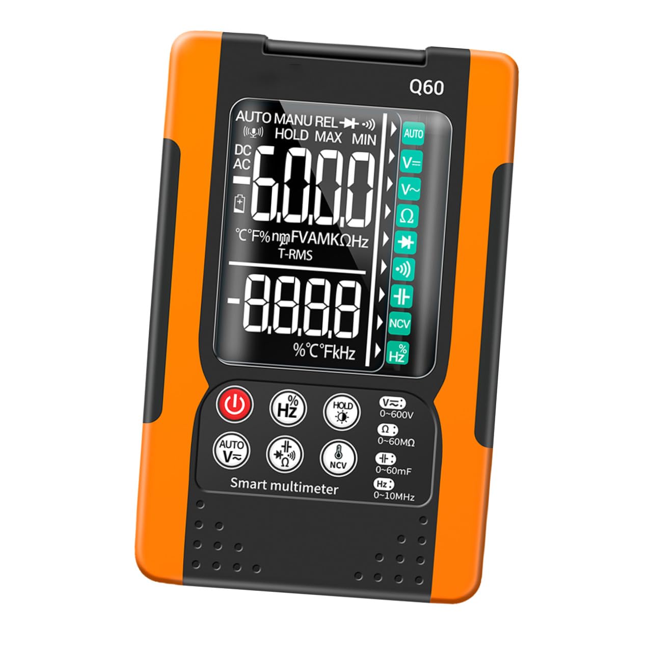 Digital Multimeter Q60 with Ncv Non-Contact Voltage Detector, True Effective Value Auto-ranging Meter, Diode and Continuity Tester, Backlight LCD for Electrical Repair and Home Use