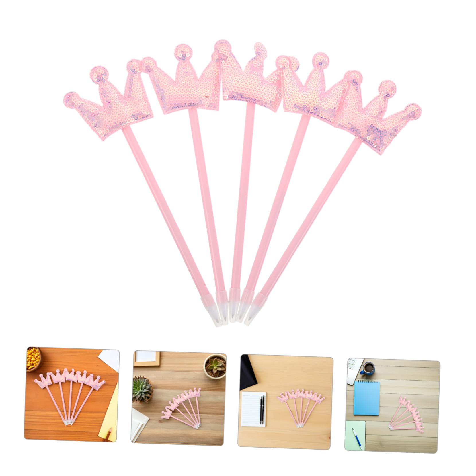 HOMSFOU 5pièces Stylos à Bille Bling pour Femmes Stylos Gel à Paillettes à Spirale à Paillettes Fournitures Scolaires Bureau