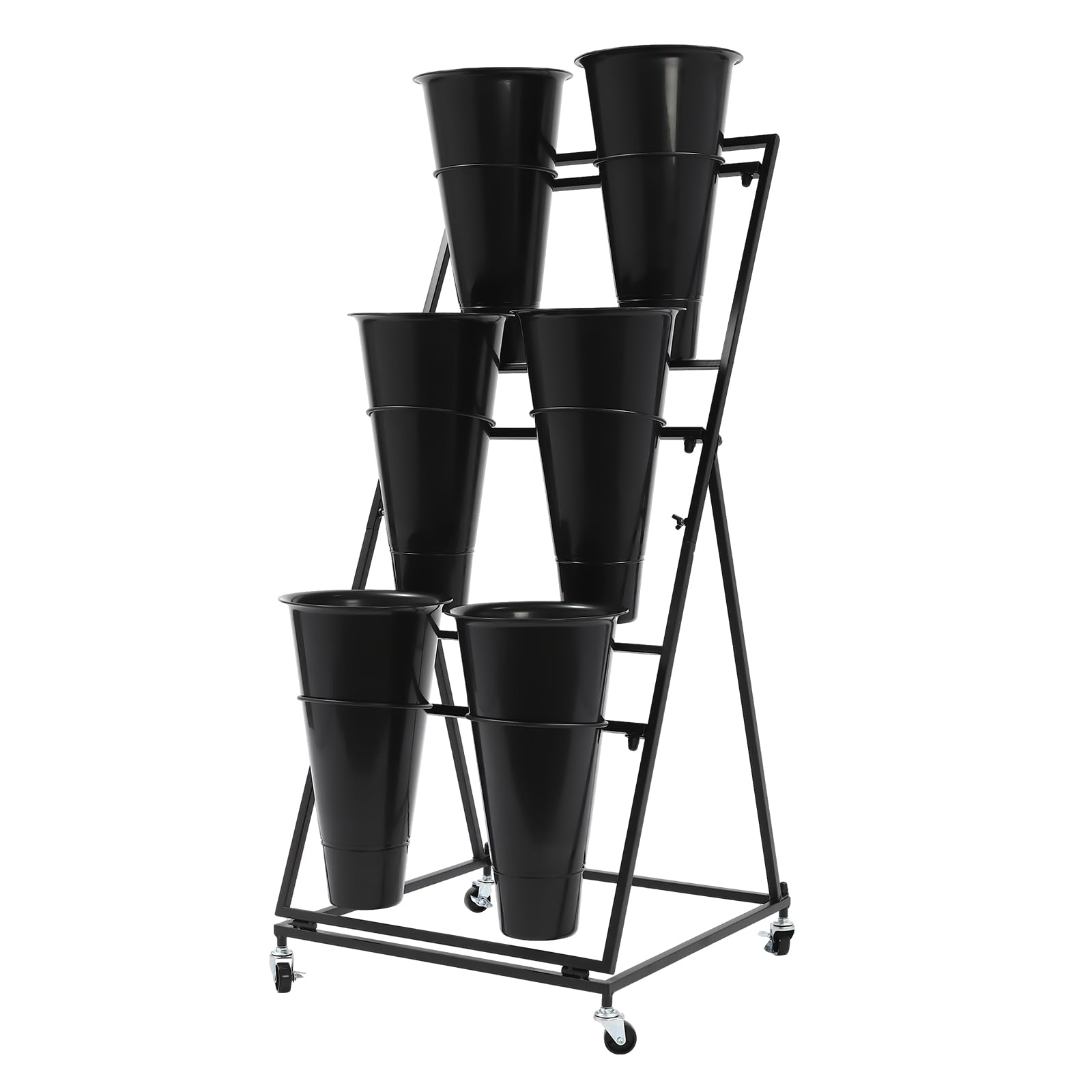 YDOOLNG Flower Display Stand With Buckets, Flower Stand Heavy Duty Moving Flower Rack Modern Flower Shelf for Indoor Outdoor Patio Garden Living Room