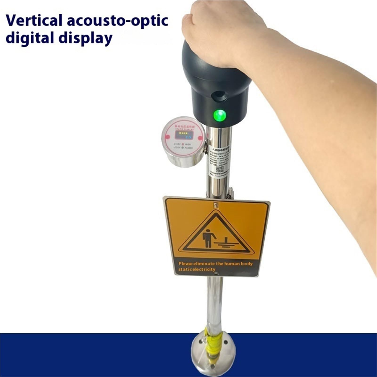 Scaricatore di elettricità statica del corpo umano con display digitale antideflagrante verticale con suono e luce, eliminatore di elettricità statica industriale