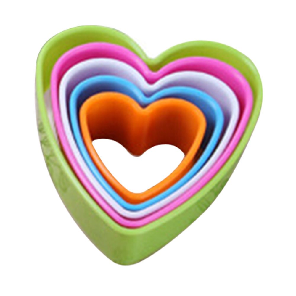 Gemini_mall® Colourful Plastic Heart Shaped Pastry/Cookie Cutters, Multi-Colour, Set of 5