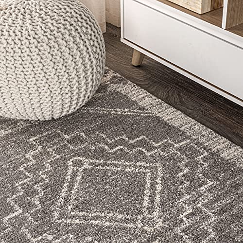 Image of JONATHAN Y Amir Moroccan Beni Souk Gray /Cream Runner Rug, 2x10, Bohemian, Scandinavian, Easy-Cleaning for Living Room, Bedroom, Kitchen, Pet Friendly, Non-Shedding (MOH200C-210)