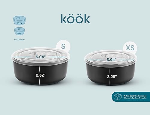 Miniatura 6 de KooK Cuencos de cerámica con tapas, recipientes para almacenamiento de alimentos, juego de cuencos de cocina, para preparar, mezclar y servir, aptos