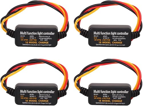 Bnineteenteam 4 unidades de módulo intermitente de controlador estroboscópico de flash, 16 modos ajustables DC9-26V LED de luz de freno intermitente