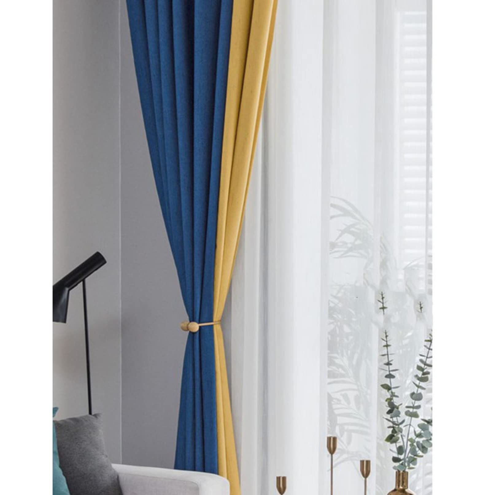 Amazon｜カーテン 2枚セット ブルー 昼夜目隠し 2*2.7A