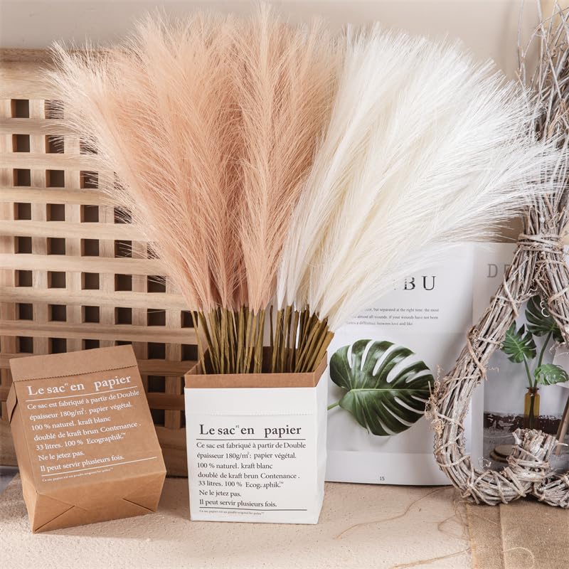 Ramo de 10 Piezas de Hierba Pampas Artificial de Seda miniatura 4