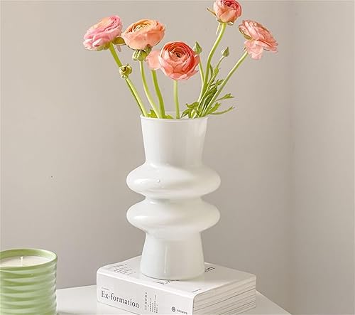 JSPYFITS Jarrones de vidrio modernos, jarrón de vidrio de cuatro capas de 7.87 pulgadas de alto, floreros de burbujas decorativos para decoración