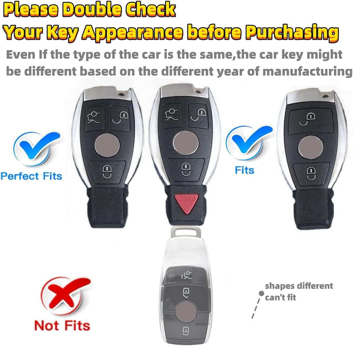 for Mercedes Benz Key Fob Cover, Fit for C E S M CLS CLK G Class Keyless Smart Car Accessories with Bracelet Key Holder