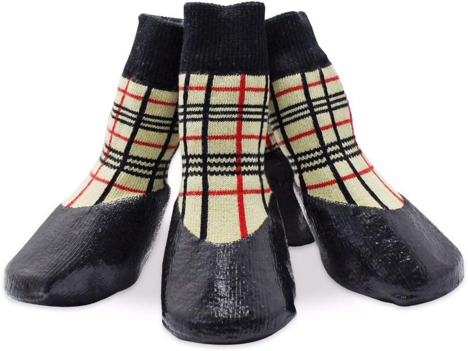 Autumn Winter Outdoor Waterproof Dog Socks Anti Skid Small and Large 4pcs Set Pet Shoes Dog Cotton Shoes (3)