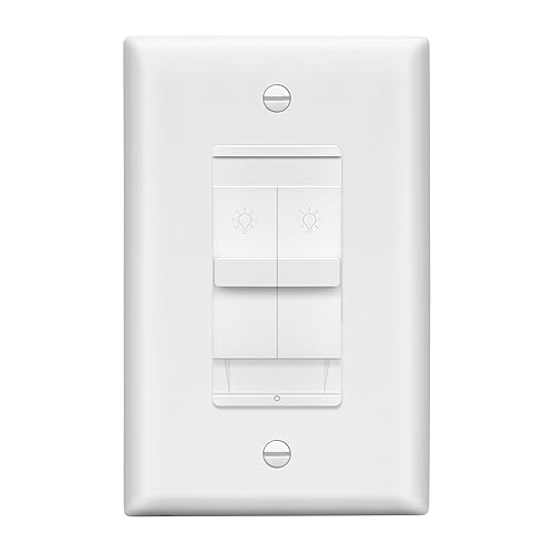 LIDER Combinación de control de interruptor de luz de atenuación doble, 2 controles de luz deslizante, un solo polo, CFLLED de 400 W, 600 W