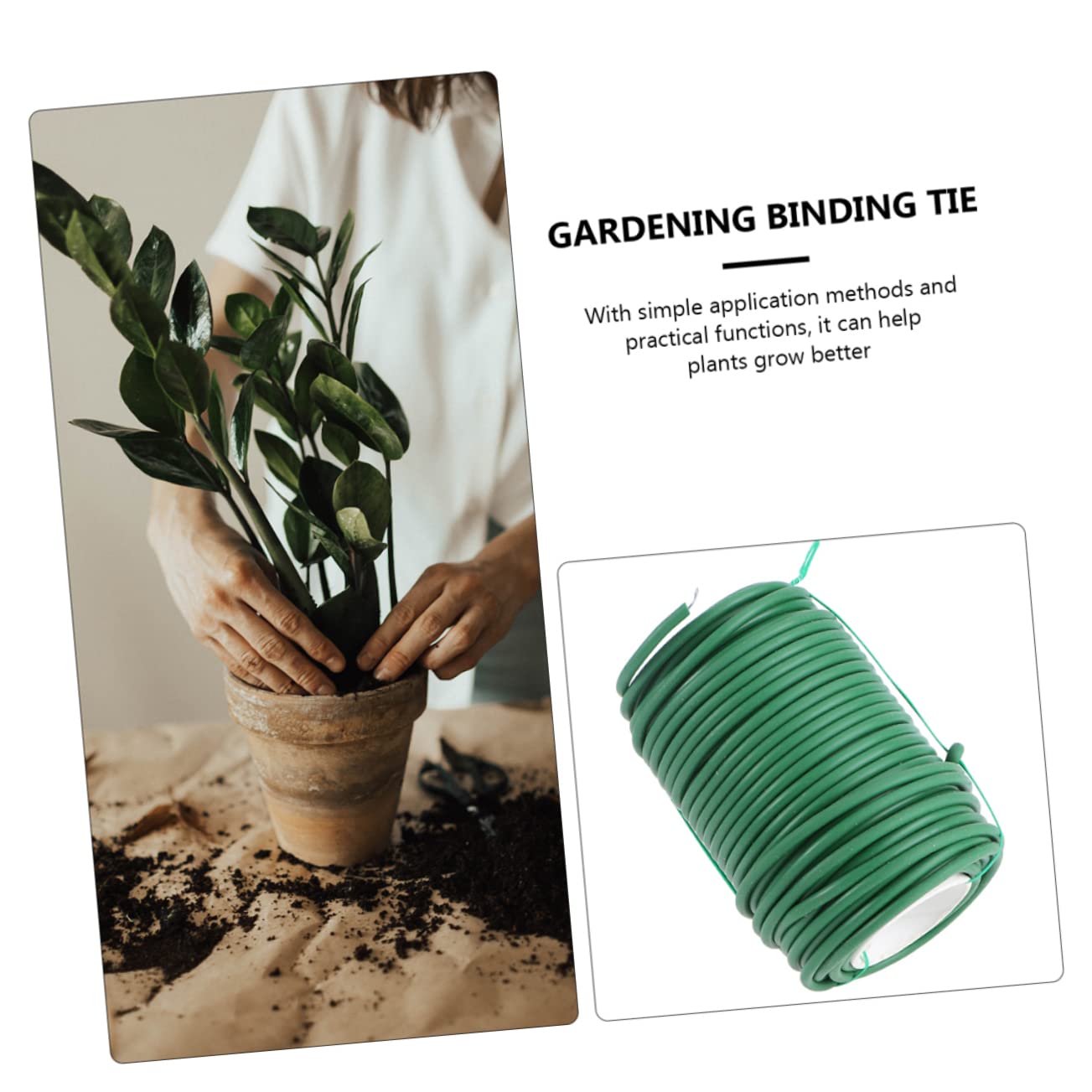 BESTonZON 2 Rollen Grüne Garten Pflanzenbinder aus TPR und Eisen Geschmeidige Befestigungsbänder zum Sichern von Blumen und Sträuchern im Garten