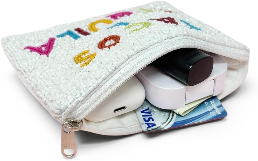 TACOS AND TEQUILA Coin Purse Pouch, White SmalL Purse, Cute Summer Coin Purse, Best Friend Gift, Pouches, Boho Bags, Wallets for Her