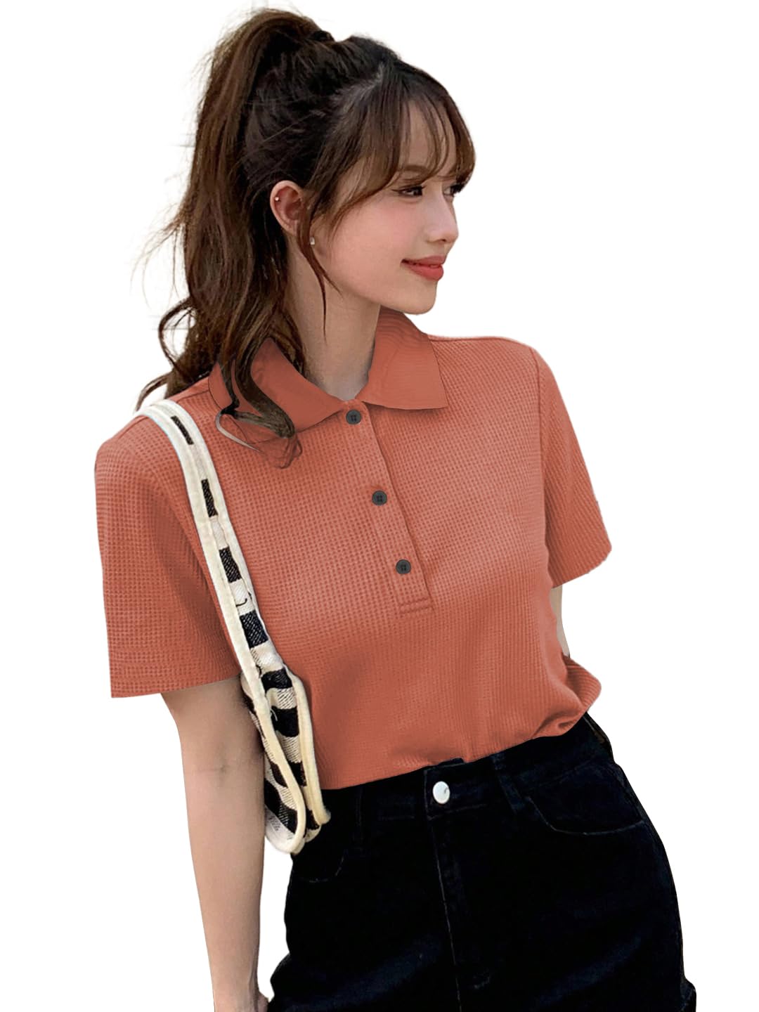 Polo T Shirt for Women | Cotton Stretchable | T-Shirt | Tshirt | Collar Half Sleeve | for Jeans | Short | Floral Printed | Women's Polos