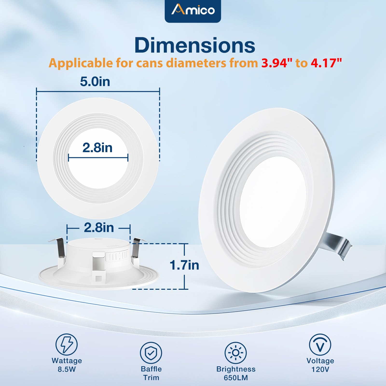 Amico LED Recessed Lighting - 5 Color Temps -5 Amico LED Recessed Lighting - 5 Color Temps -5