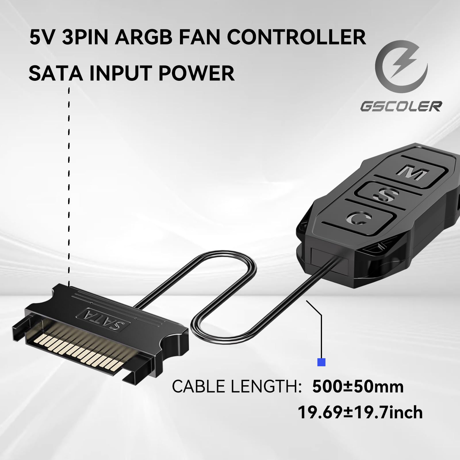 ARGB Controller Kit, GSCOLER RGB PC Fan Controller with 21 Key Remote Control, Multiple Lighting Modes Control for Computer Case Fan, Air Cooler, Liquid Cooler, LED Light Bar (SATA Power)