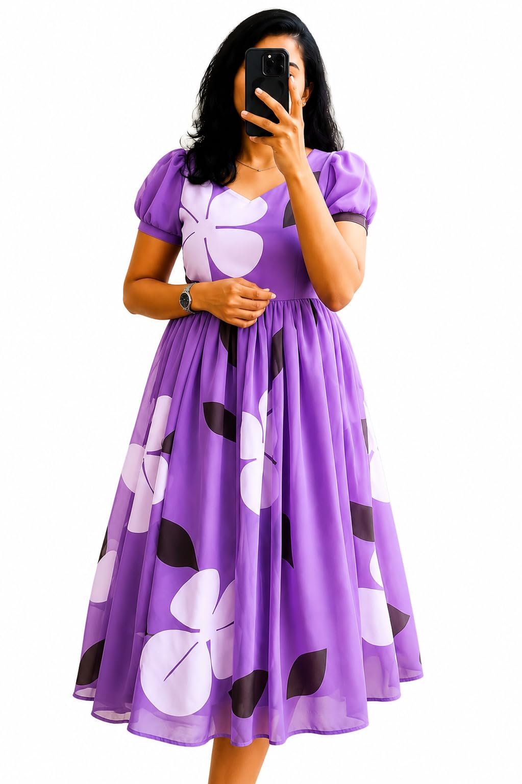 Georgette Maxi Dress for Women & Girls Stylish Long Midi Dress for Casual Party & Fashion Look-image-0