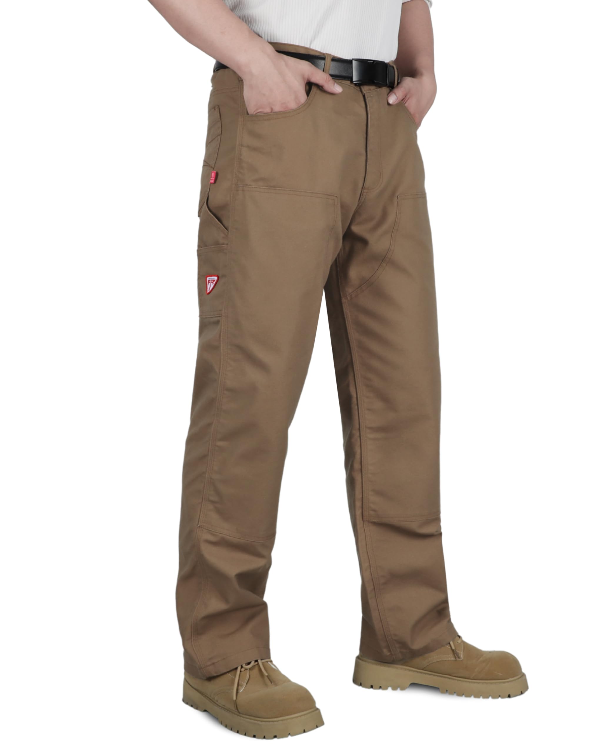 TICOMELA Men's FR Pants, Flame Resistant Cotton Relaxed Fit Carpenter Jeans | NFPA2112, Water Repellent and Stain Resistant, Double Front Knee,