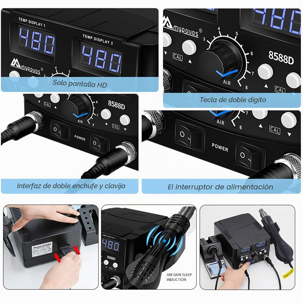 Estación de soldadura digital LED 2 en 1 800 W con estación de soldadura eléctrica para teléfono PCB IC SMD BGA Set de soldadura
