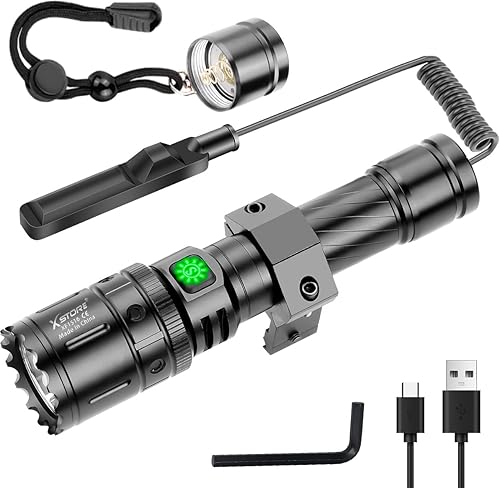 X.Store Linterna de riel Picatinny de 5000 lúmenes, linterna Airsoft, linterna USB para montaje en riel, luz Picatinny recargable, 5 modos de