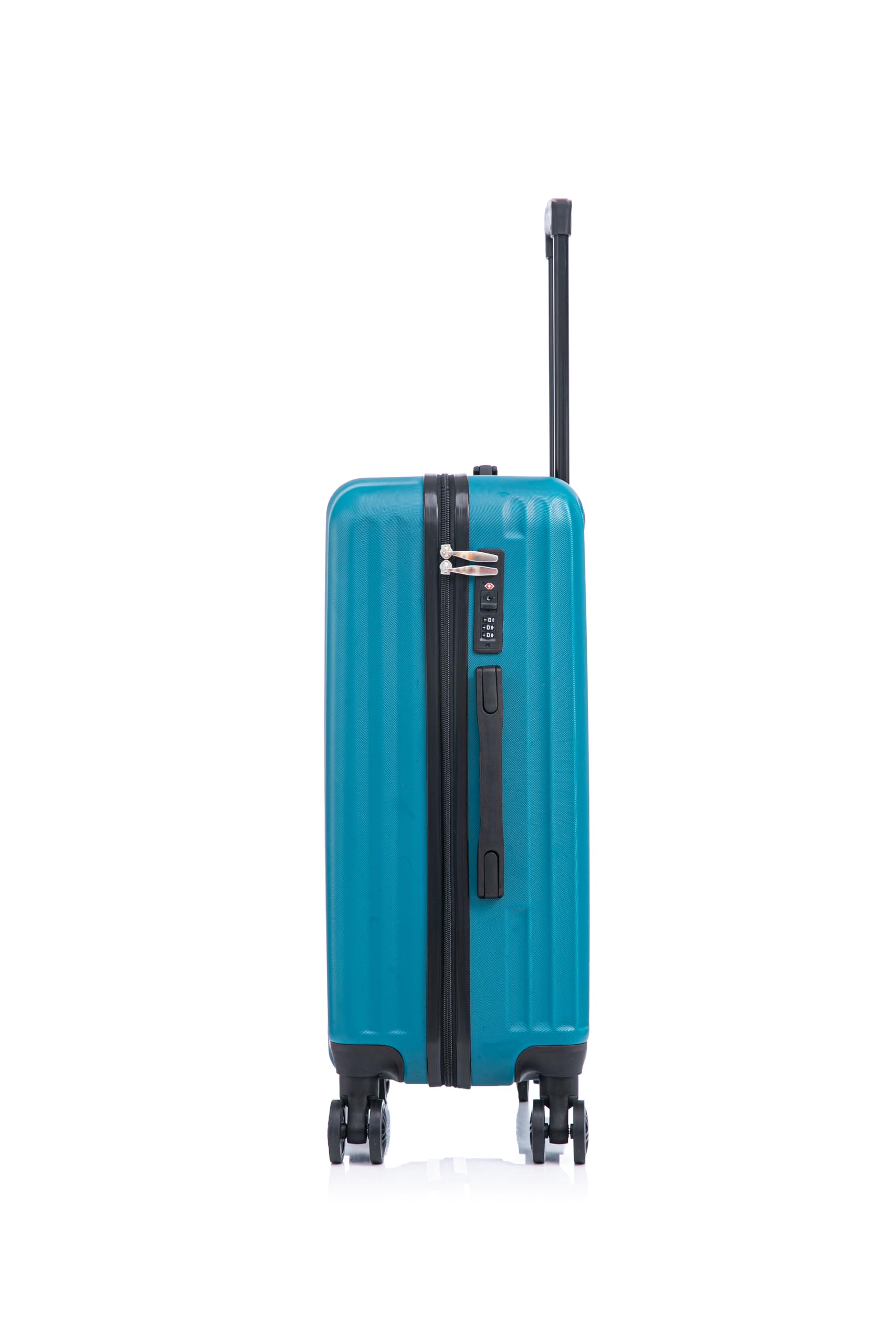 SMART-J Zestaw 3 walizek z twardym bagażem Tris (20"/24"/28") - bagaż podróżny z zamknięciem TSA, 4 kółka obrotowe, odporna na zarysowania powłoka ABS, lekka i wytrzymała, przezroczysty, Turchese (20