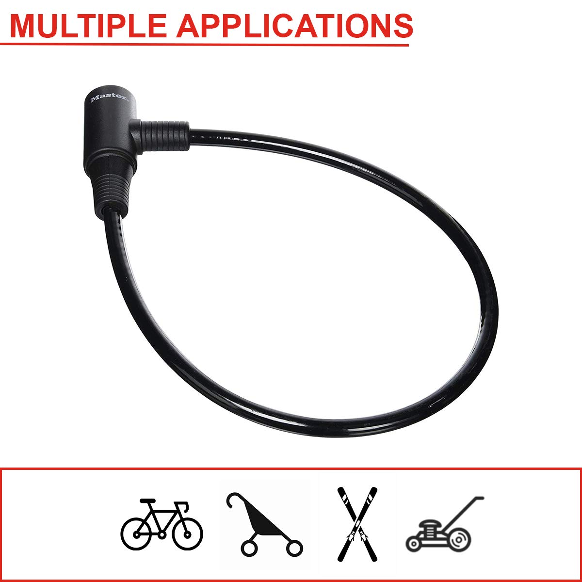 MASTER LOCK Cable Antivol Vélo [65 cm Câble] [Clé] [Extérieur] [Couleur Aléatoire] 8169EURDPRO - Idéal pour Vélo, Vélo Electrique, Skateboard, Poussettes, Tondeuses et autres Equipements
