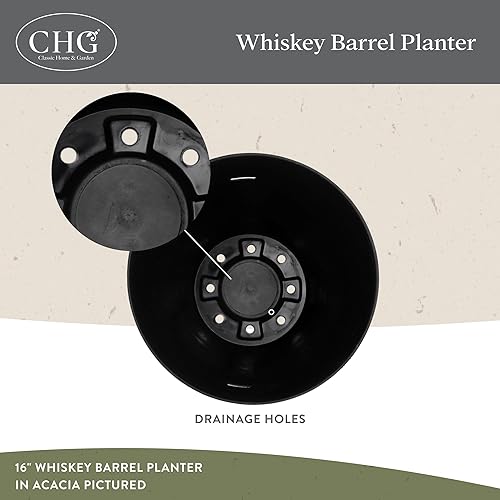 Miniatura 3 de Classic Home & Garden 21" Whiskey Barrel Planter, Acacia