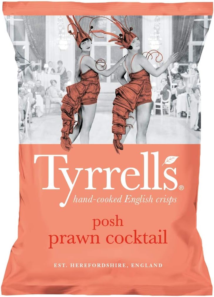 Tyrrells Posh Prawn Cocktail Hand-Cooked Potato Crisps 40g (24 Pack)