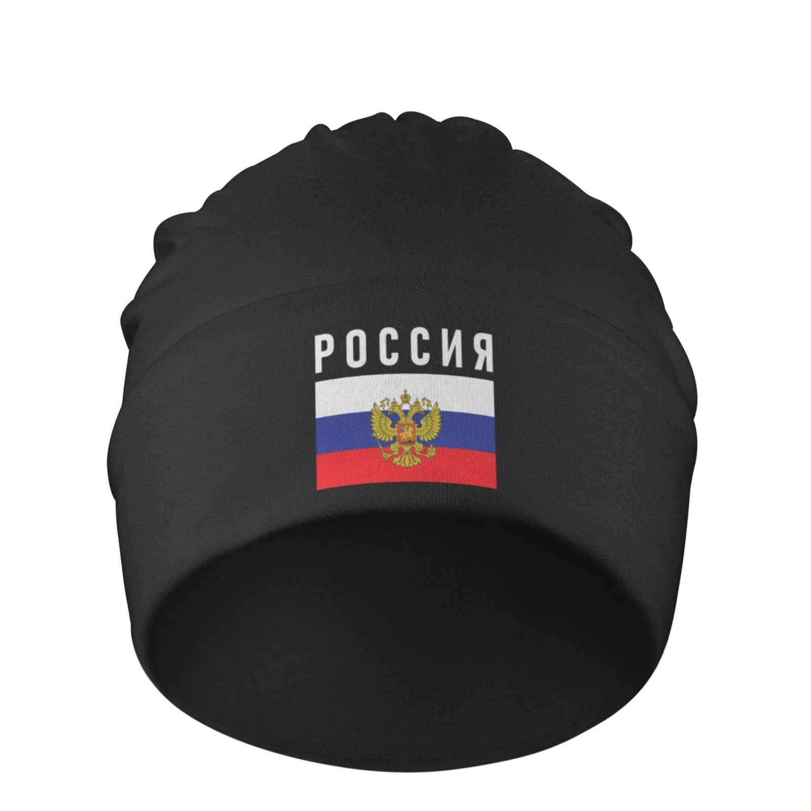 PAUPPYRussian-Flag-Russia-Flag Gifts for Women Men Black Knit Beanie Hat for Women Men Soft Warm Winter Beanie Hedging Hat