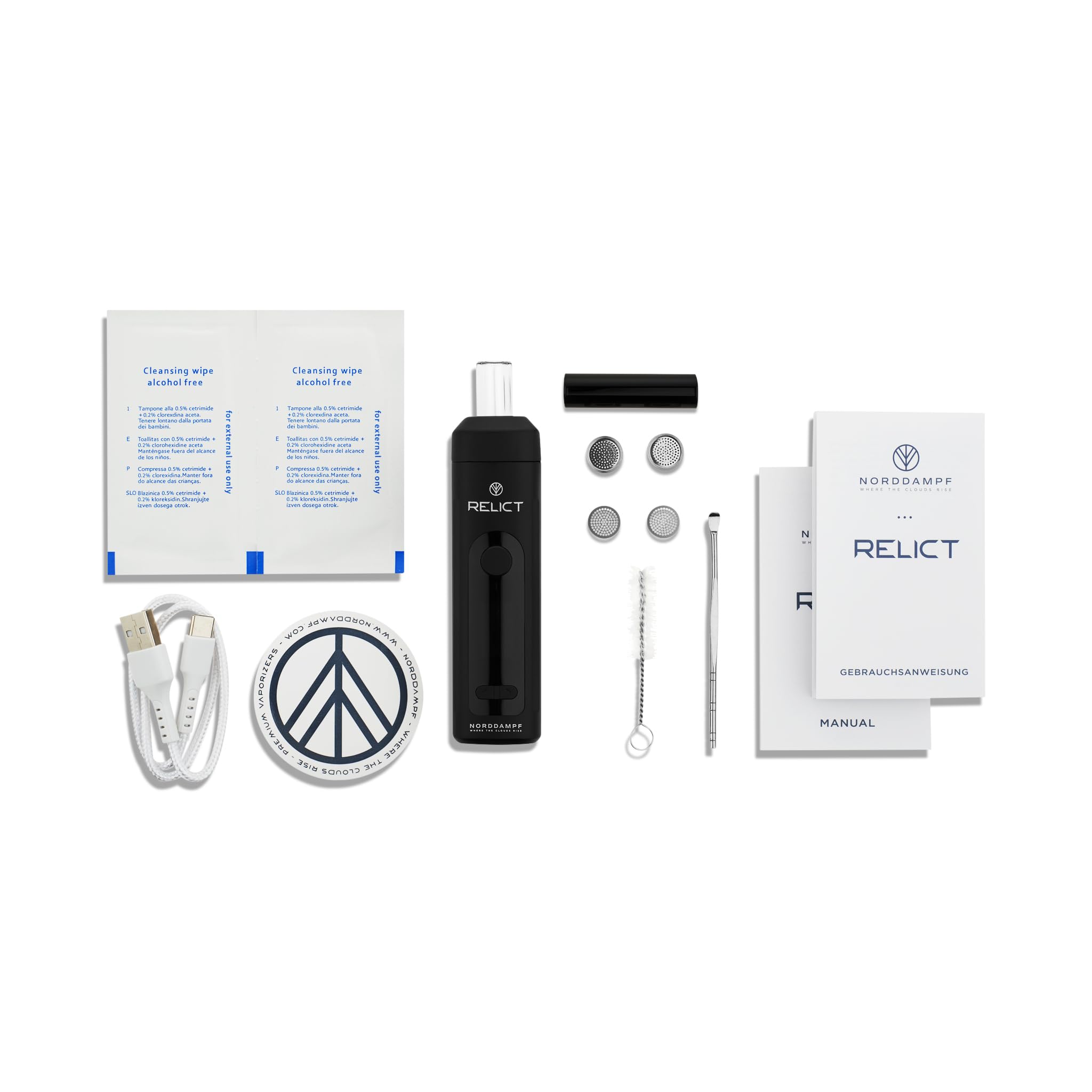 Norddampf RELICT – Vaporisateur d'herbes haut de gamme pour herbes, technologie DHS et Intelisense, 2600 mAh, flux d'air isolé, plusieurs sessions, temps de chauffage de 30 s, noir (noir foncé)