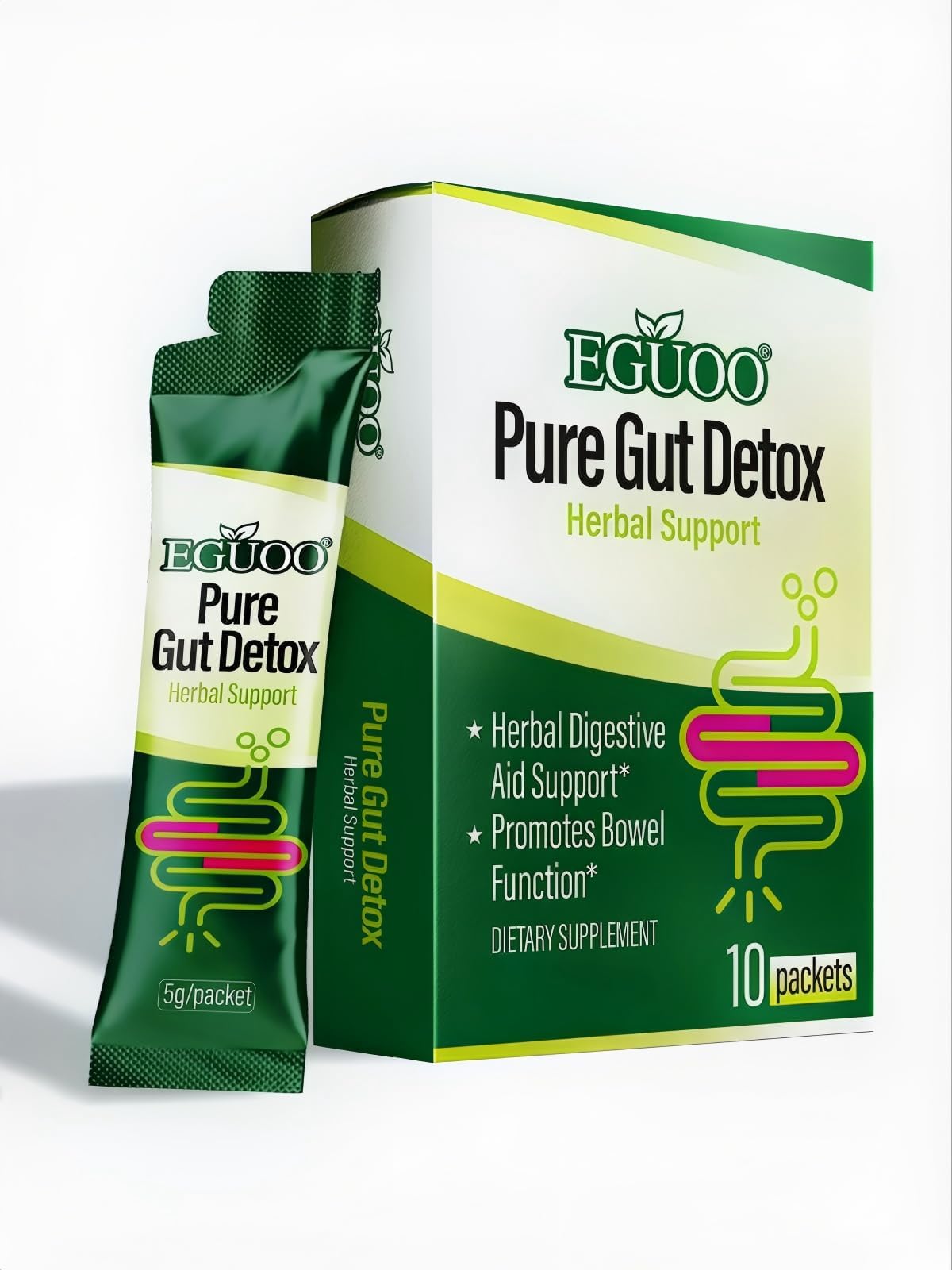 Pure Gut Detox Powder – Bloating & Digestive Support | 10 Sachets Colon Cleanse with 2,456mg Prebiotics, DigeZyme® Enzymes & Senna | Supports Regularity for Women & Men