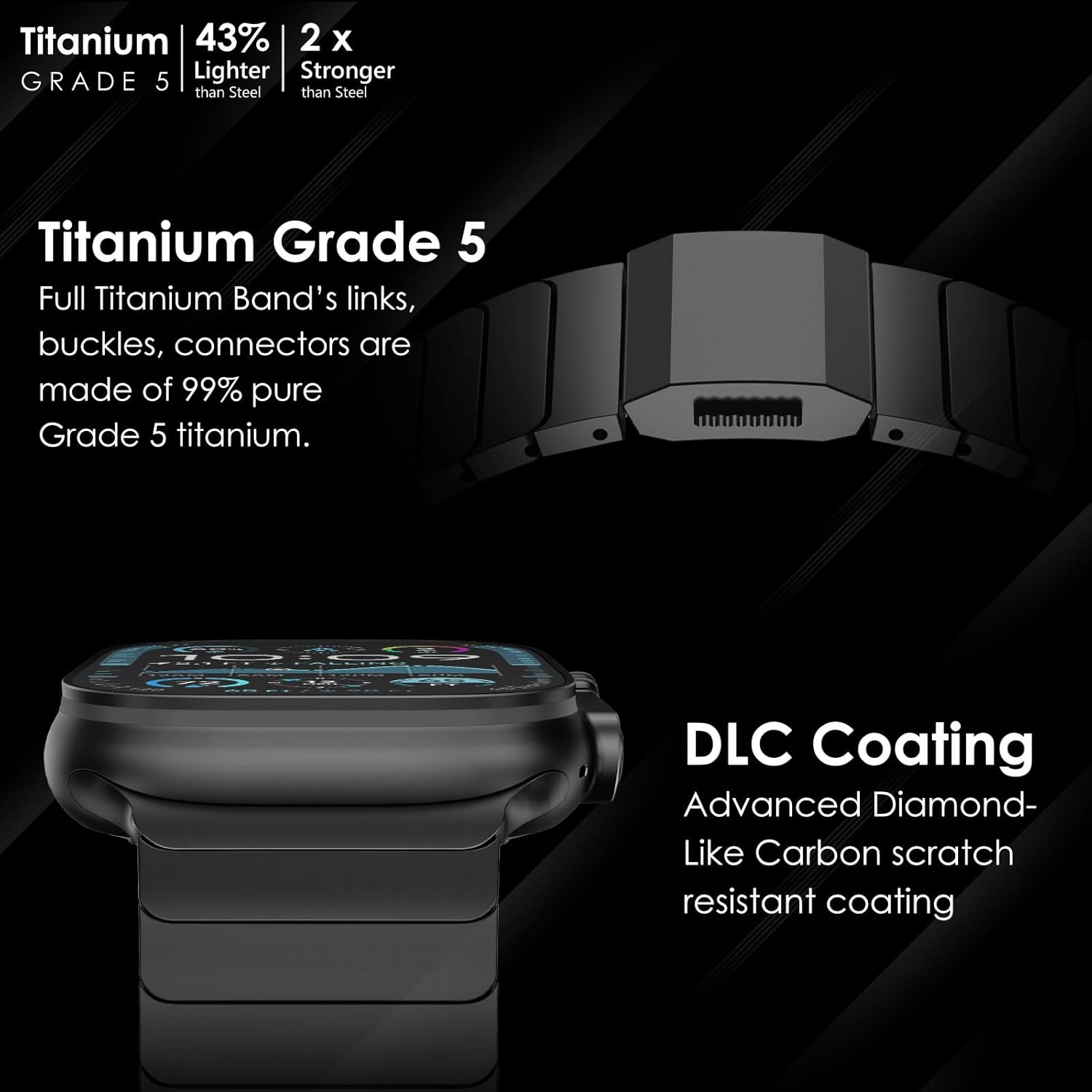 Fullife Titanium Band with Magnetic Clasp Compatible with Apple Watch Band, Lightweight Titanium Metal Strap for Apple Watch Ultra 3/2/1 49mm, Series 11/10 46mm, 9/8/7 45mm, SE3/6/5/4 44mm, 3/2/1 42mm - Image 4