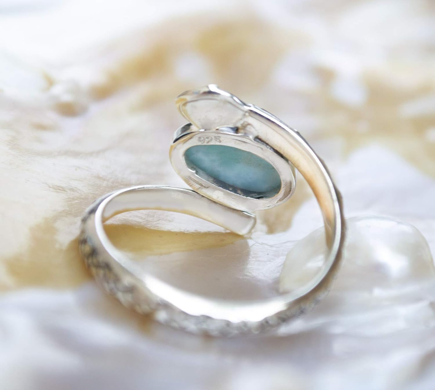 Divine Larimar Snake Statement Ring, Boho Snake Solitaire Ring, Gypsy Snake Ring - Image 5