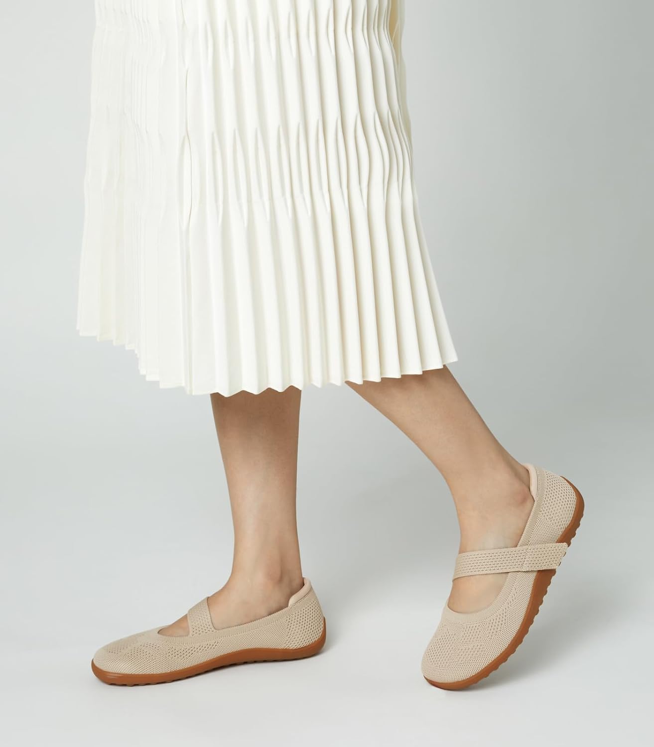 Arromic Wide Toe Box Flat Shoes Women Mary Jane Flat Shoes Comofortable Ballet Flat with Adjustable Straps Slip on Washable Knit Casual Flats - Image 7