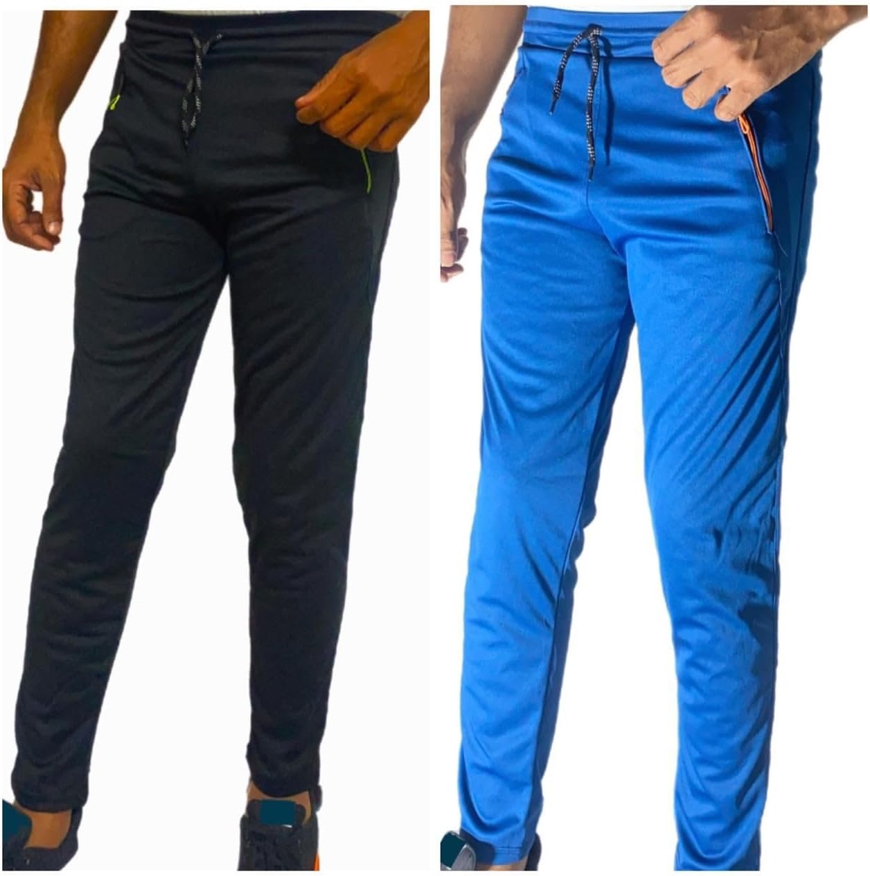 KRISHNAA_ENT Mens Regular Fit Lower with Pocket Combo Black and Blue XL Size Full Elastic Sports Wear Running Gym Stretchable Track Pant (Pack of 1)