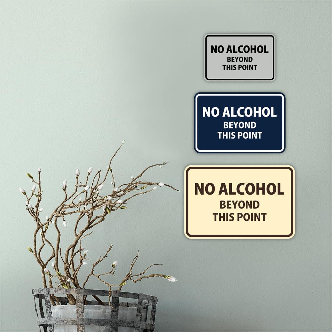 Signs ByLITA Classic Framed No Alcohol Beyond This Point Sign (Lt Gray) - Large 2 Pack