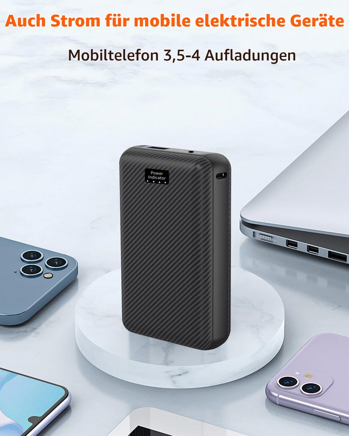 FERNIDA 16000mAh Power Bank 7.4V DC & 5V USB Powerbank für Heizweste Hose
