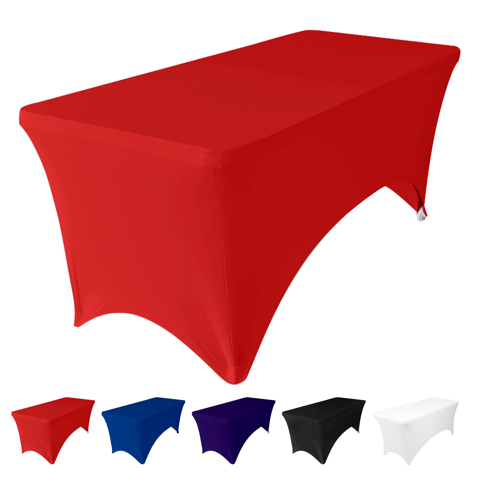 Trimming Shop 1 Pack Spandex Tablecloth, 6ft Rectangular - Red
