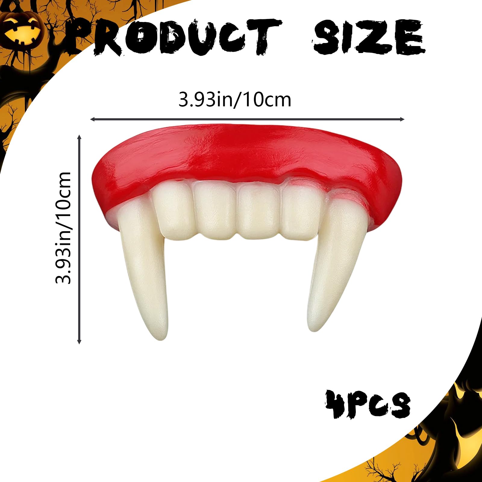 4 Pieces Vampire Teeth, Fake Fangs for Halloween Costume Cosplay Accessories - Image 2
