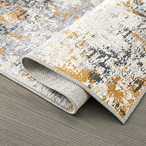 Roomtalks Ultra Thin Flatweave Modern Abstract 2X3 Small Area Rug Non-Slip Machine Washable, Black And Orange Colorful Distressed Contemporary Throw Rugs For Kitchen Bathroom Entryway Indoor Doormat #TOP6