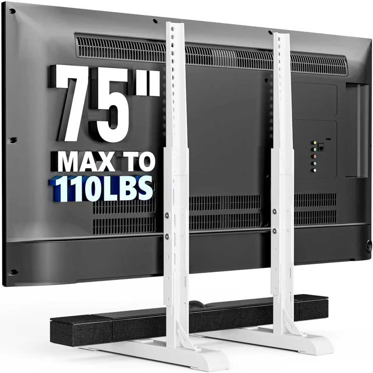 Universal TV Stand for 19-75 Inch LCD LED TVs, Height Adjustable TV Legs Replacement Hold up to 110 lbs, Table Top TV Stand Base, Max VESA 800X600mm, White