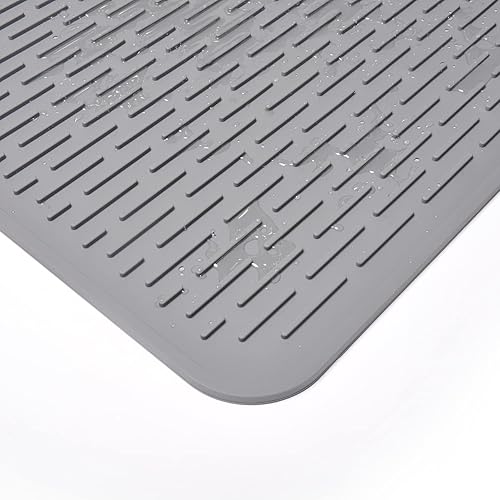 Miniatura 5 de Tapete de secado de platos para encimera de cocina, 23 x 18 pulgadas, XXL, tapete de secado de silicona para encimera, salvamanteles resistentes al